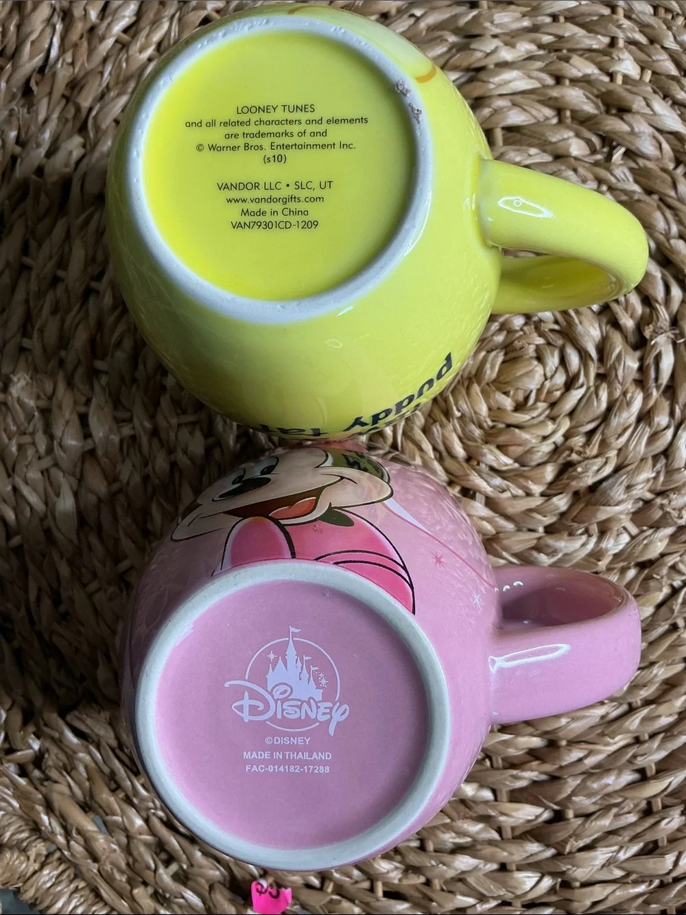 Tweety & Minnie Disney Character Mugs - Yellow and Pink